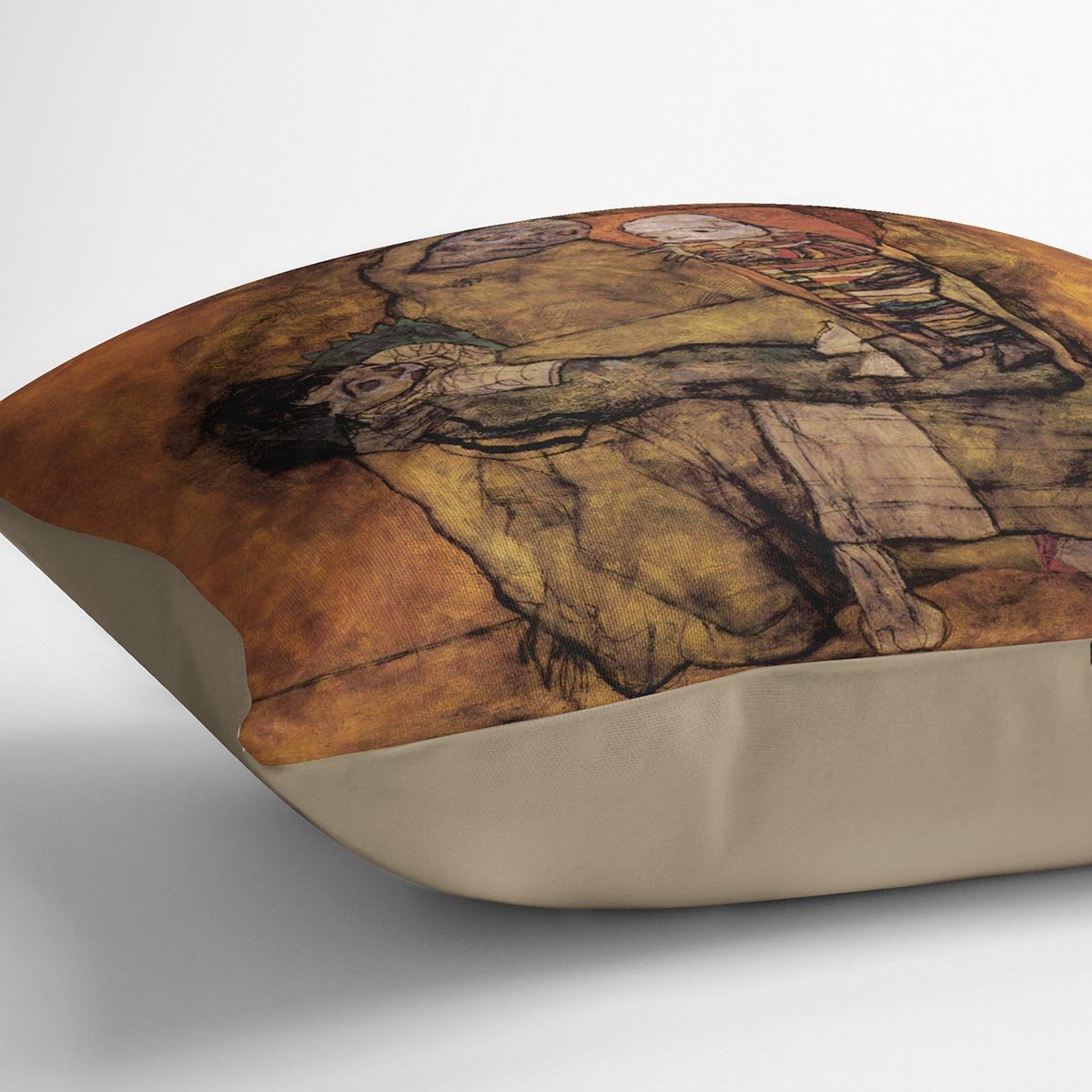 Mother with two children by Egon Schiele Cushion