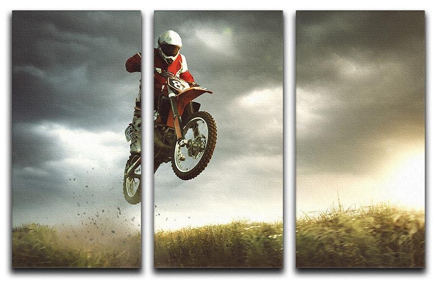 Motorbike jumps in the air 3 Split Panel Canvas Print - Canvas Art Rocks - 1