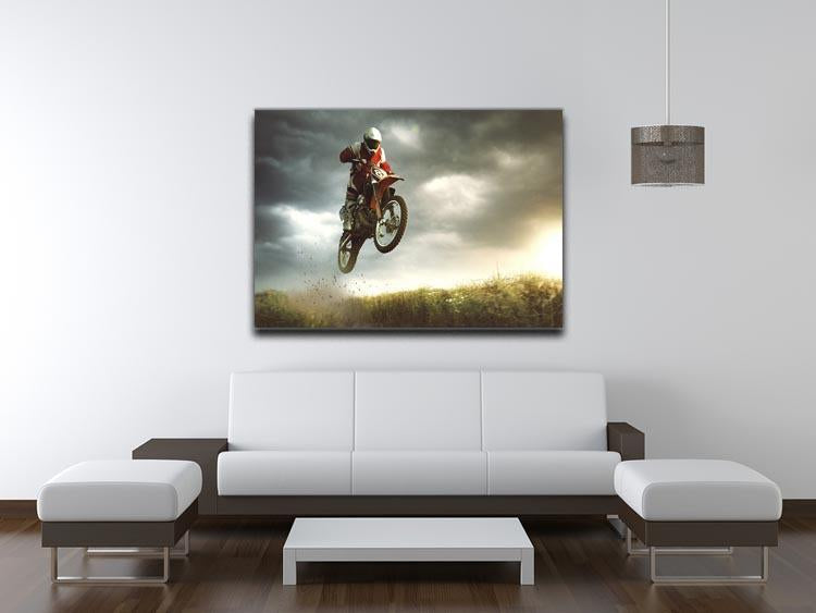 Motorbike jumps in the air Canvas Print or Poster - Canvas Art Rocks - 4