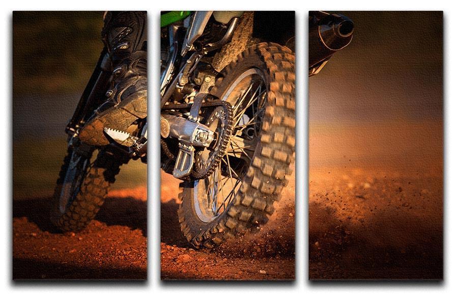 Motorbike on dirt track 3 Split Panel Canvas Print - Canvas Art Rocks - 1