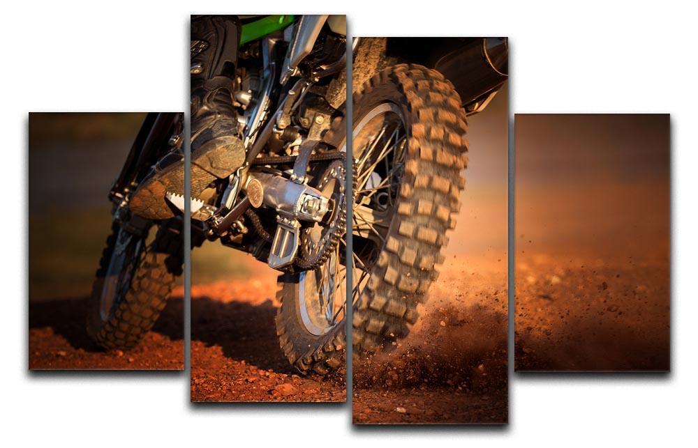 Motorbike on dirt track 4 Split Panel Canvas  - Canvas Art Rocks - 1