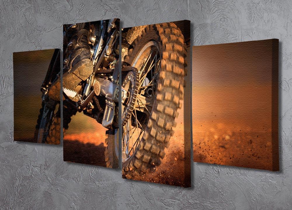 Motorbike on dirt track 4 Split Panel Canvas  - Canvas Art Rocks - 2