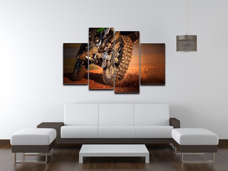 Motorbike on dirt track 4 Split Panel Canvas  - Canvas Art Rocks - 3