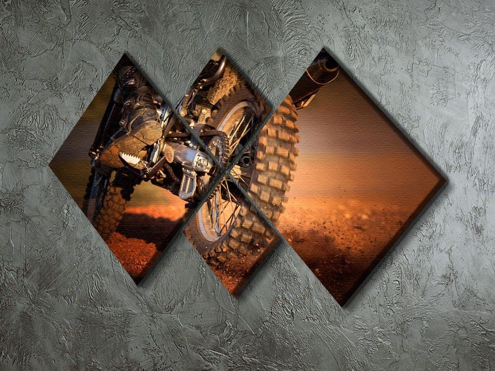 Motorbike on dirt track 4 Square Multi Panel Canvas  - Canvas Art Rocks - 2