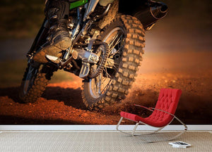 Motorbike on dirt track Wall Mural Wallpaper - Canvas Art Rocks - 2