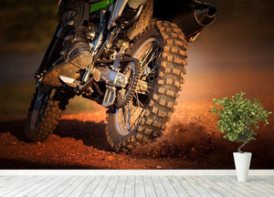 Motorbike on dirt track Wall Mural Wallpaper - Canvas Art Rocks - 4