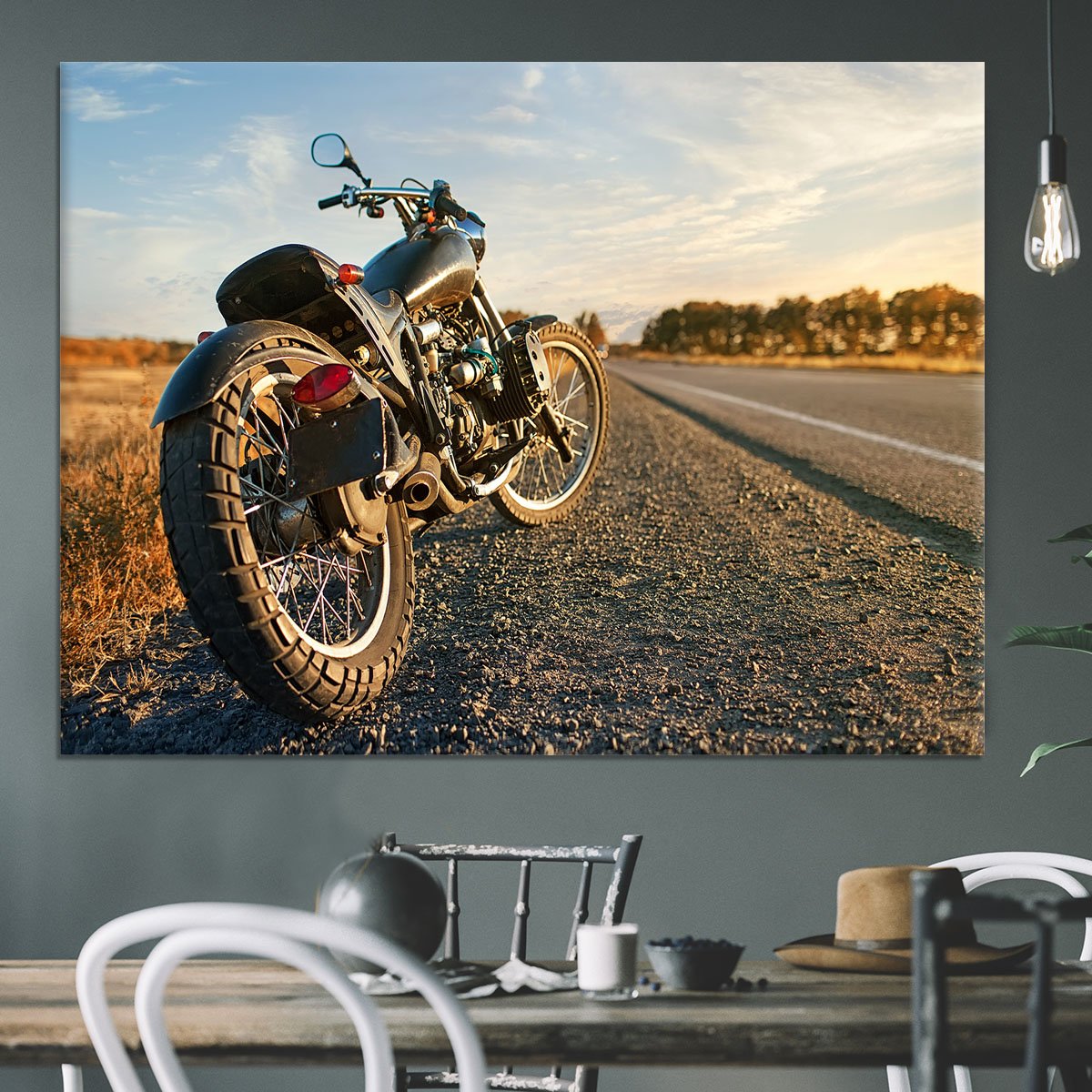 Motorbike under the clear sky Canvas Print or Poster