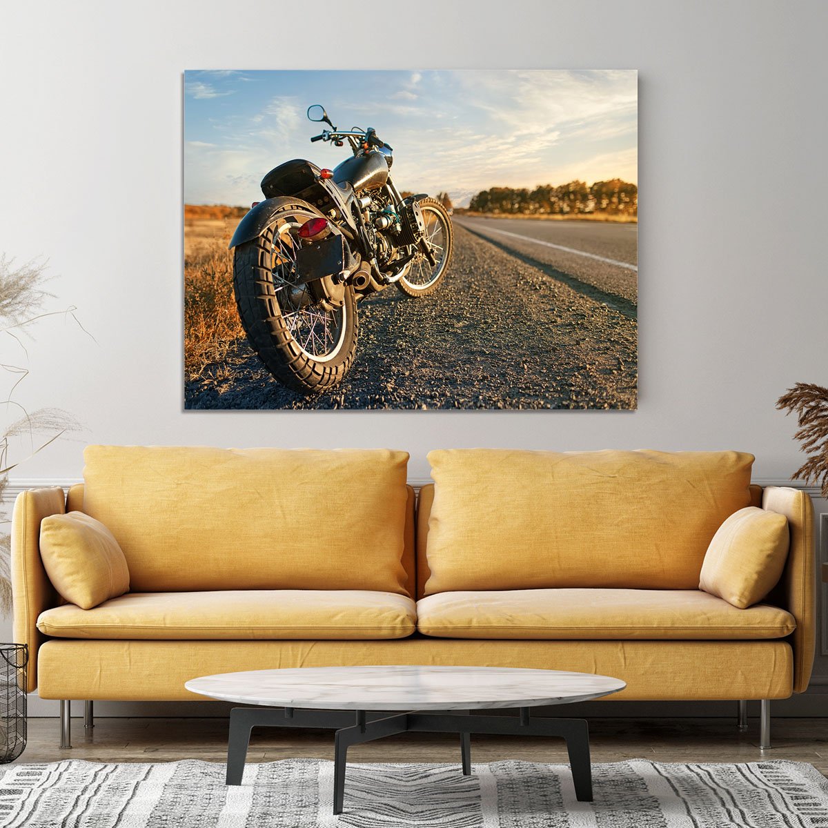 Motorbike under the clear sky Canvas Print or Poster