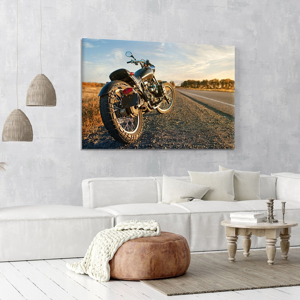 Motorbike under the clear sky Canvas Print or Poster