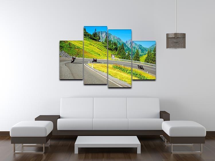 Motorbikers group in the moutains 4 Split Panel Canvas  - Canvas Art Rocks - 3