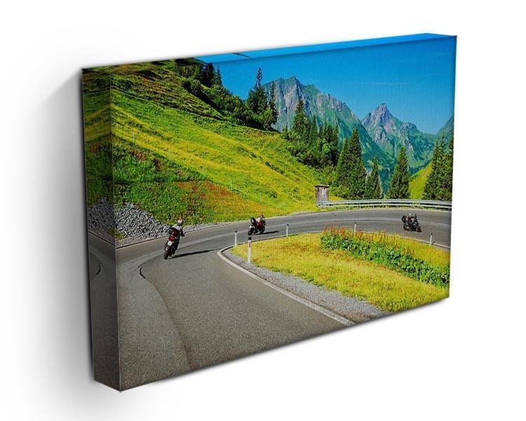 Motorbikers group in the moutains Canvas Print or Poster - Canvas Art Rocks - 3