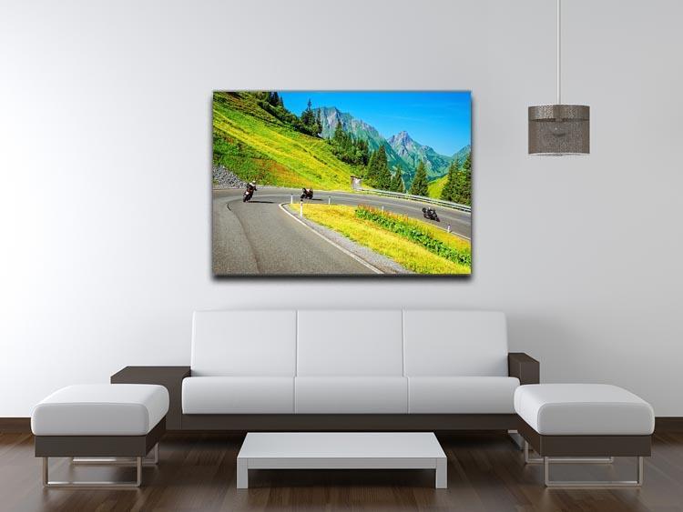 Motorbikers group in the moutains Canvas Print or Poster - Canvas Art Rocks - 4