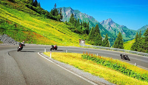 Motorbikers group in the moutains Wall Mural Wallpaper - Canvas Art Rocks - 1