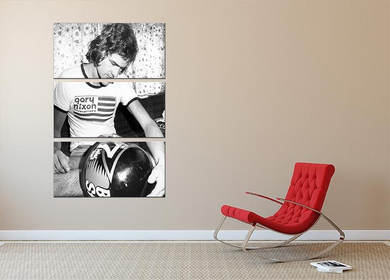 Motorcycle Racer Barry Sheene 1975 3 Split Panel Canvas Print - Canvas Art Rocks - 2