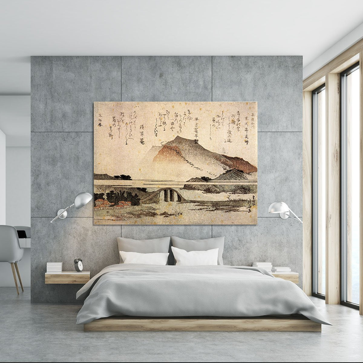 Mountain landscape with a bridge by Hokusai Canvas Print or Poster