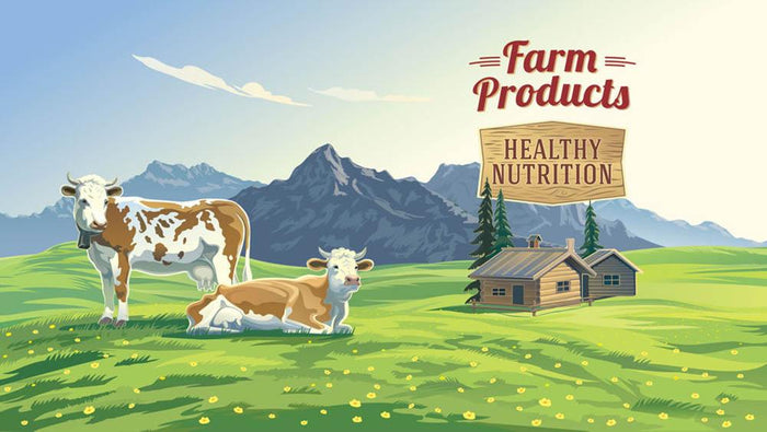 Mountain landscape with two cows Wall Mural Wallpaper