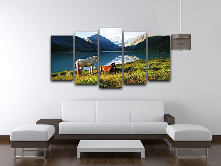 Mountain pasture horses 5 Split Panel Canvas - Canvas Art Rocks - 3