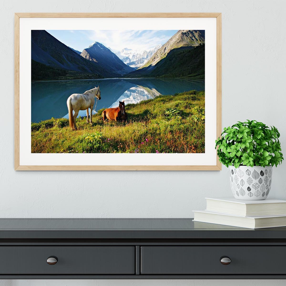 Mountain pasture horses Framed Print - Canvas Art Rocks - 3