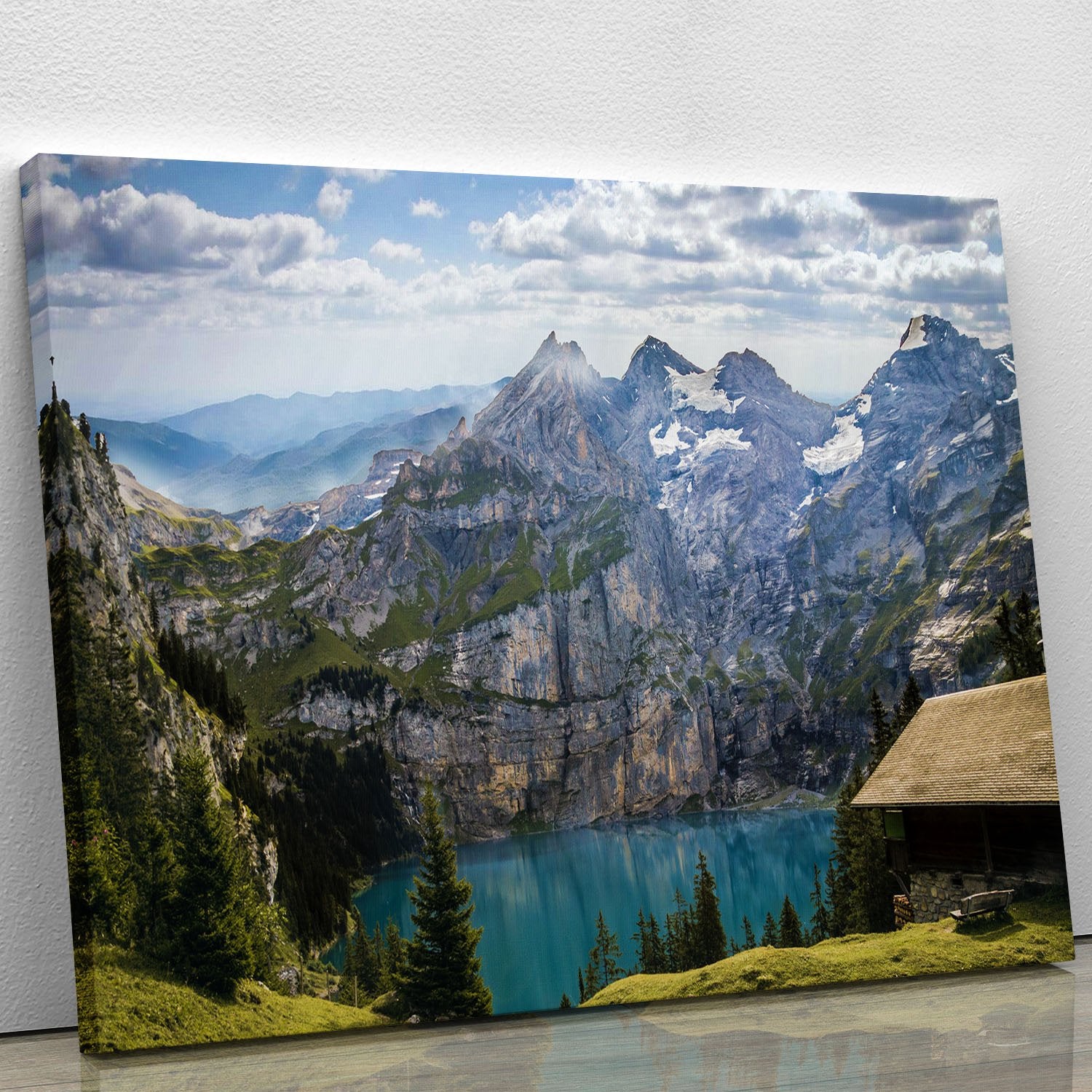 Mountains Over Looking Lake Canvas Print or Poster