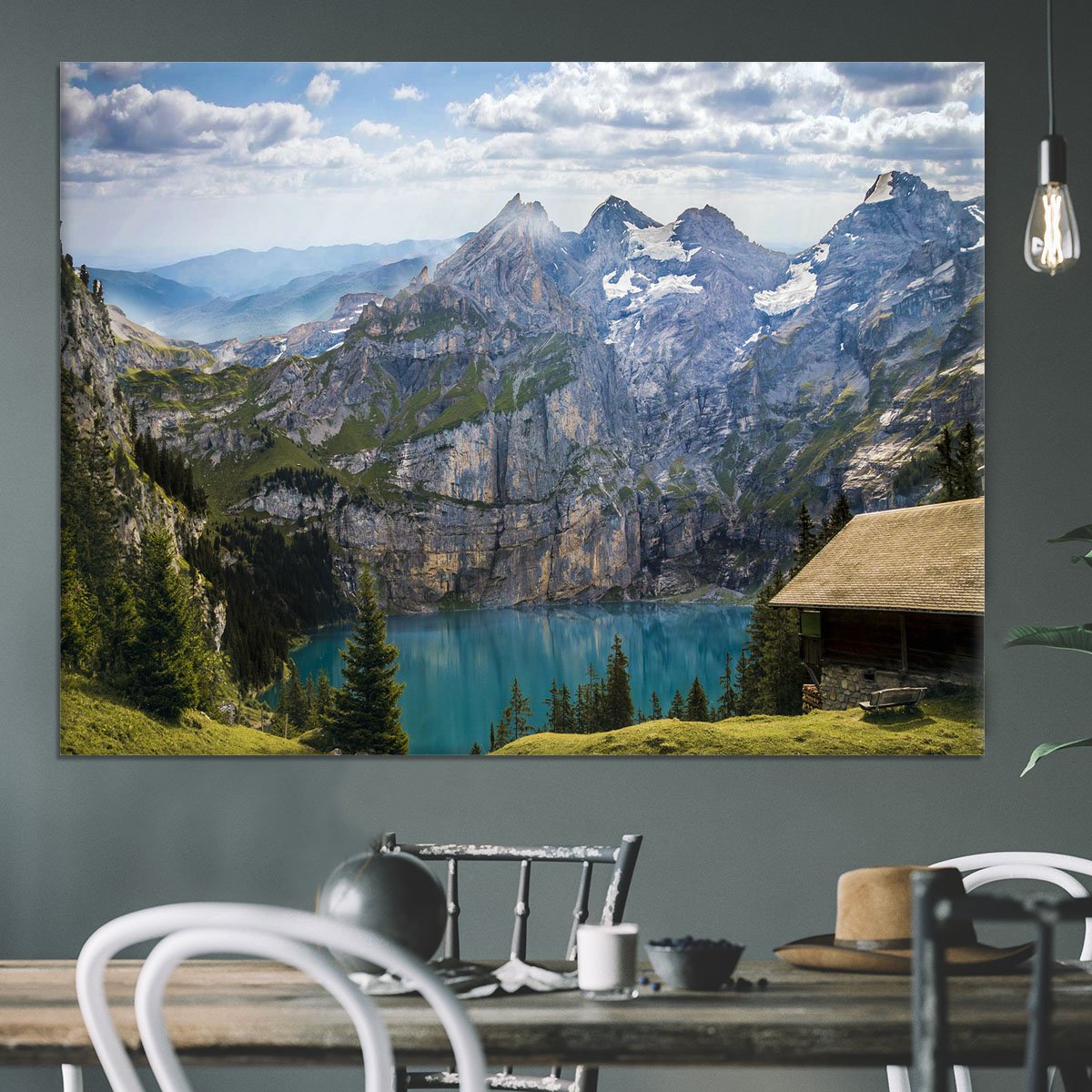 Mountains Over Looking Lake Canvas Print or Poster