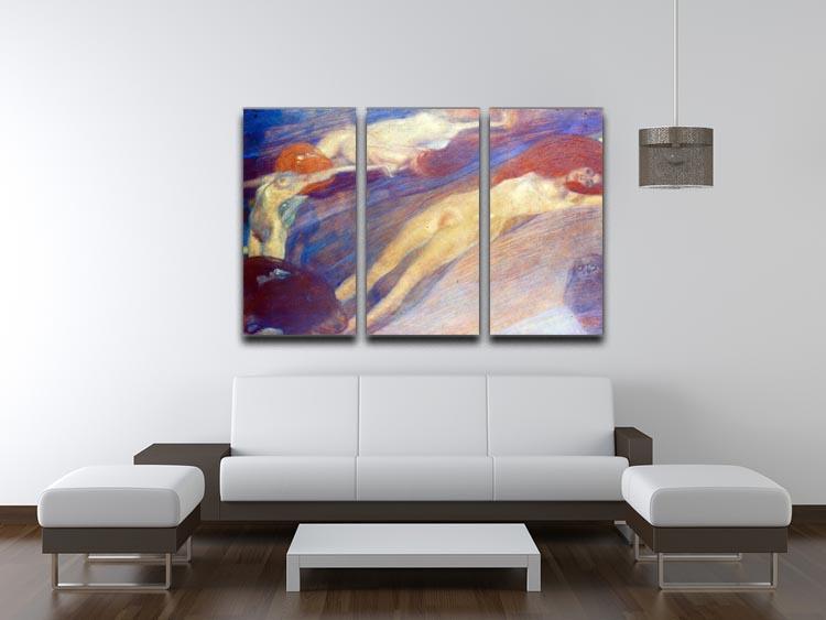 Moving water by Klimt 3 Split Panel Canvas Print - Canvas Art Rocks - 3