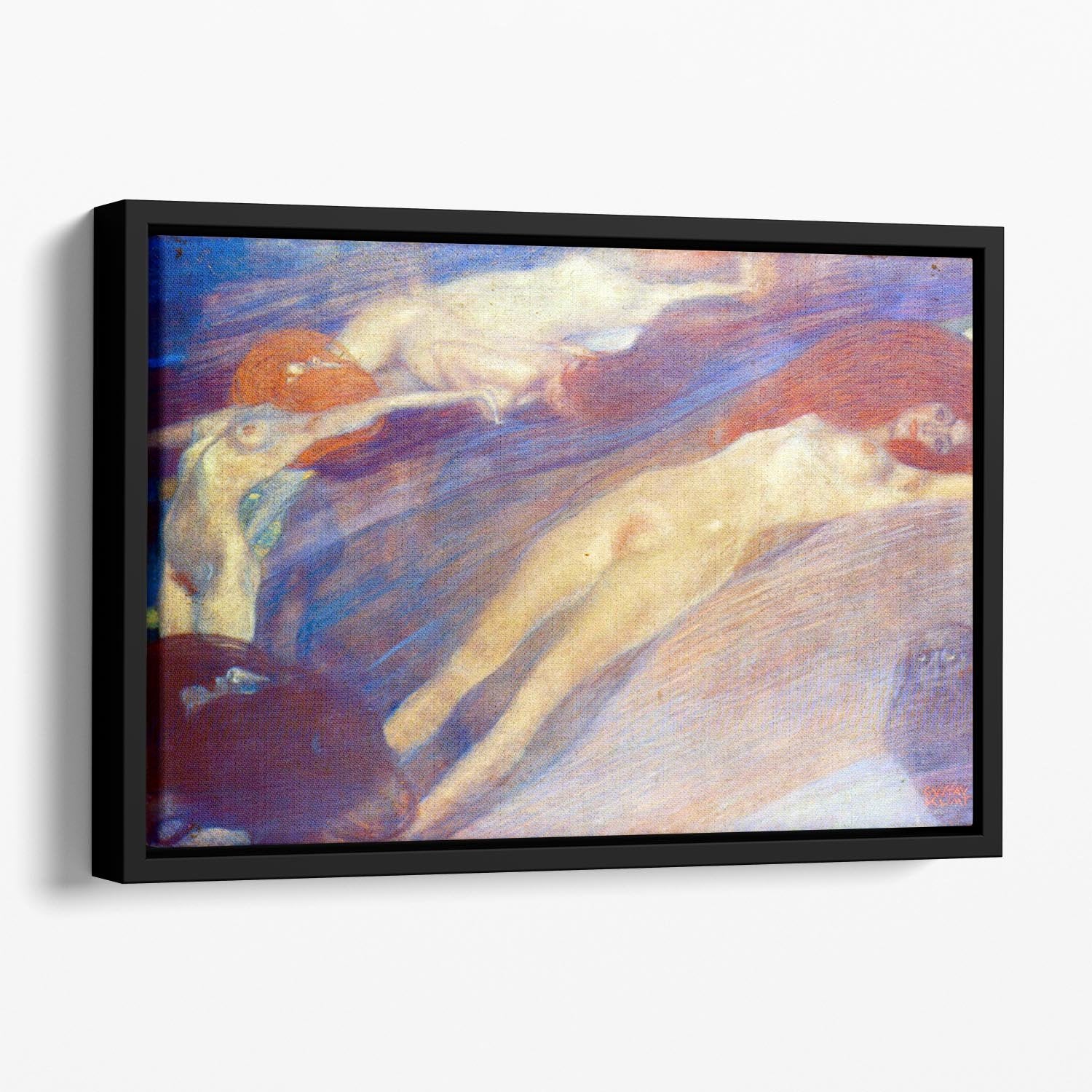 Moving water by Klimt Floating Framed Canvas