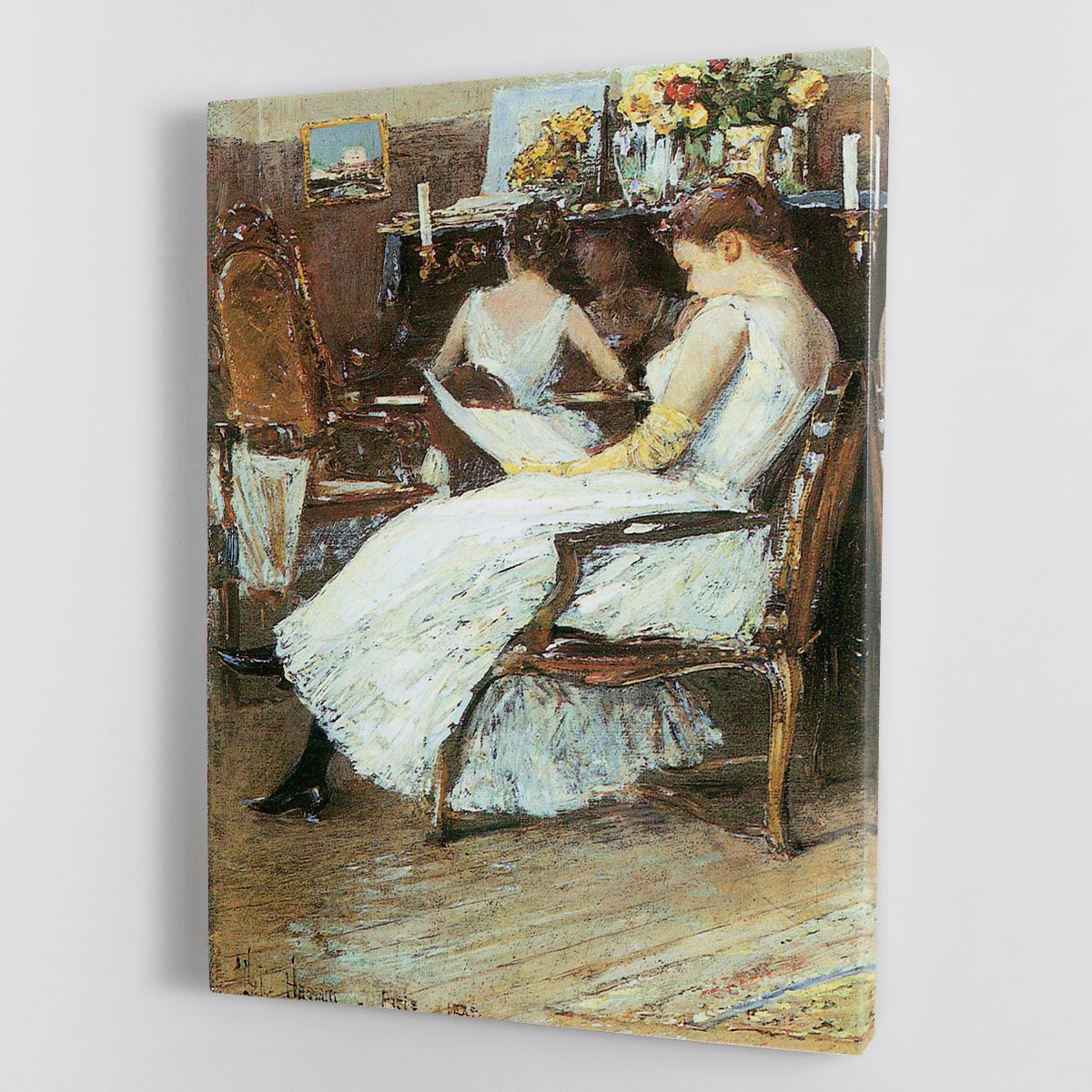 Mrs. Hassam and her sister by Hassam Canvas Print or Poster