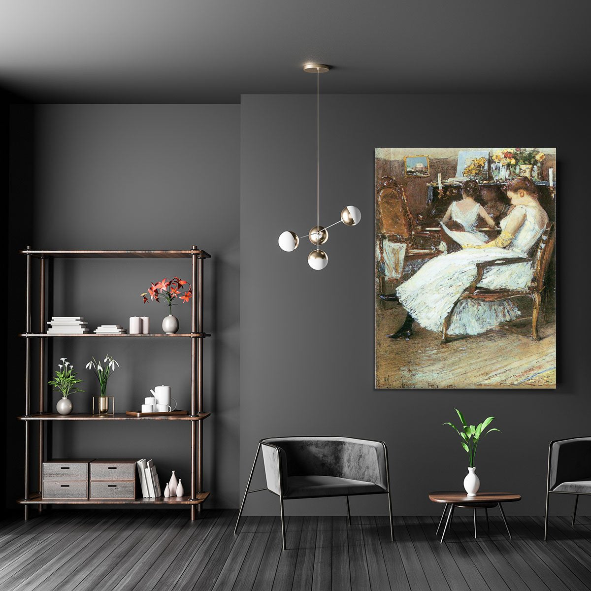 Mrs. Hassam and her sister by Hassam Canvas Print or Poster