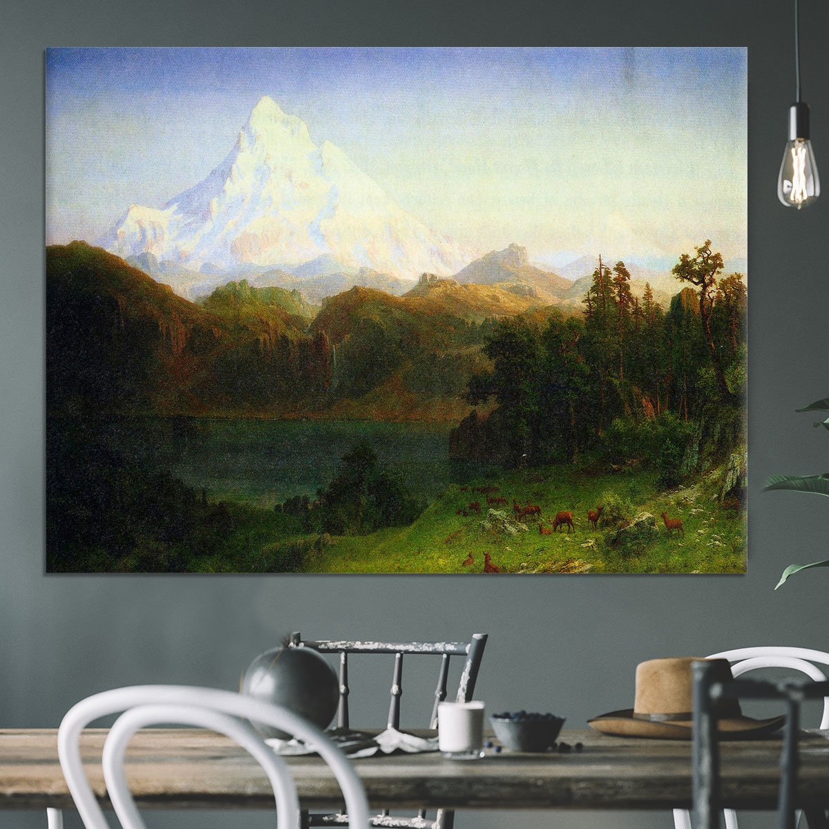 Mt. Hood Oregon by Bierstadt Canvas Print or Poster