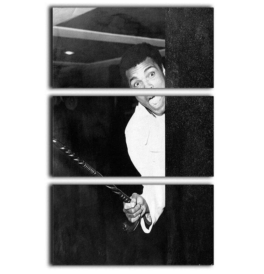 Muhammad Ali larking about at Heathrow 3 Split Panel Canvas Print - Canvas Art Rocks - 1