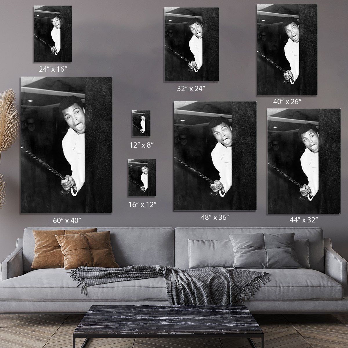 Muhammad Ali larking about at Heathrow Canvas Print or Poster