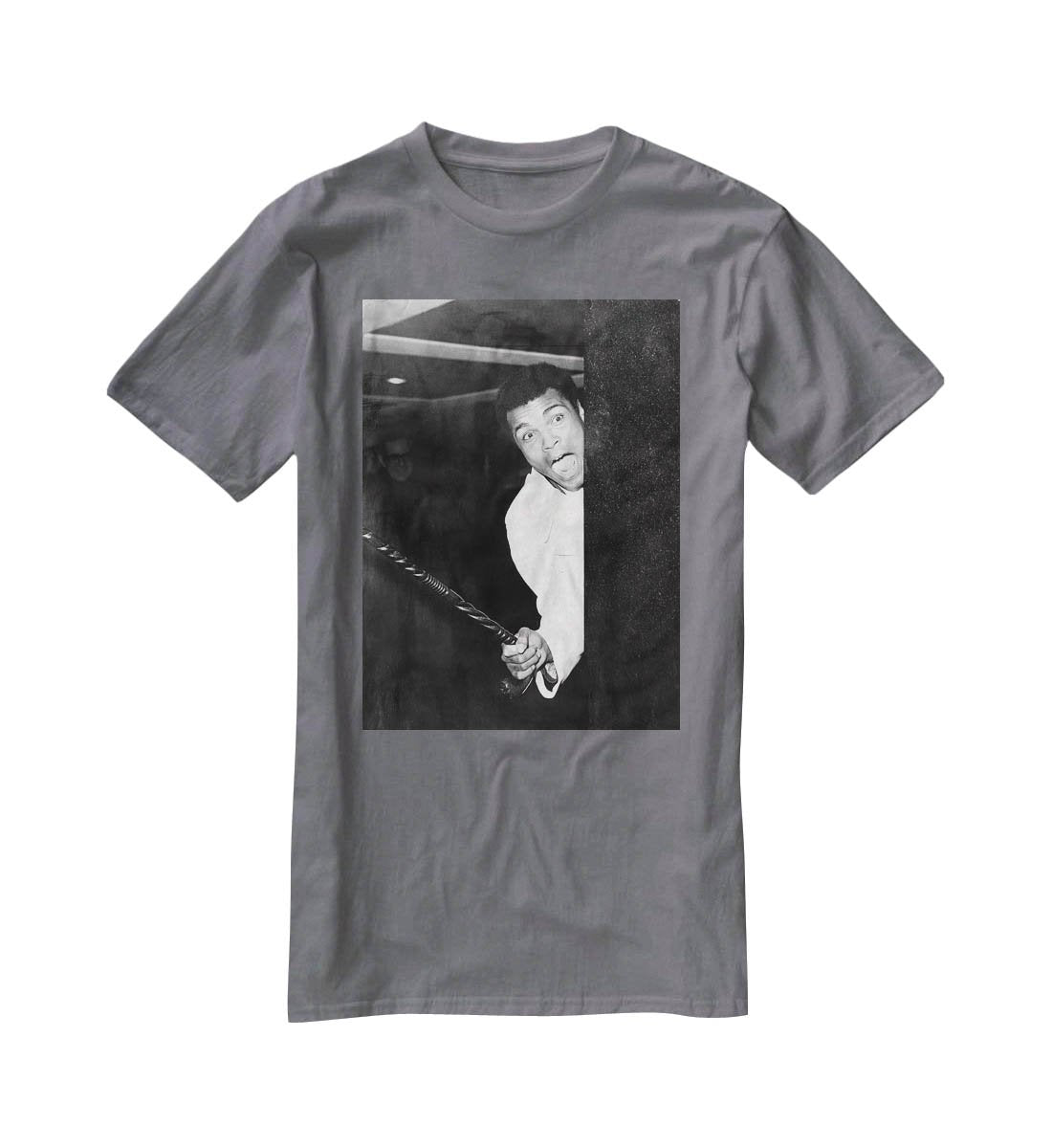 Muhammad Ali larking about at Heathrow T-Shirt - Canvas Art Rocks - 3