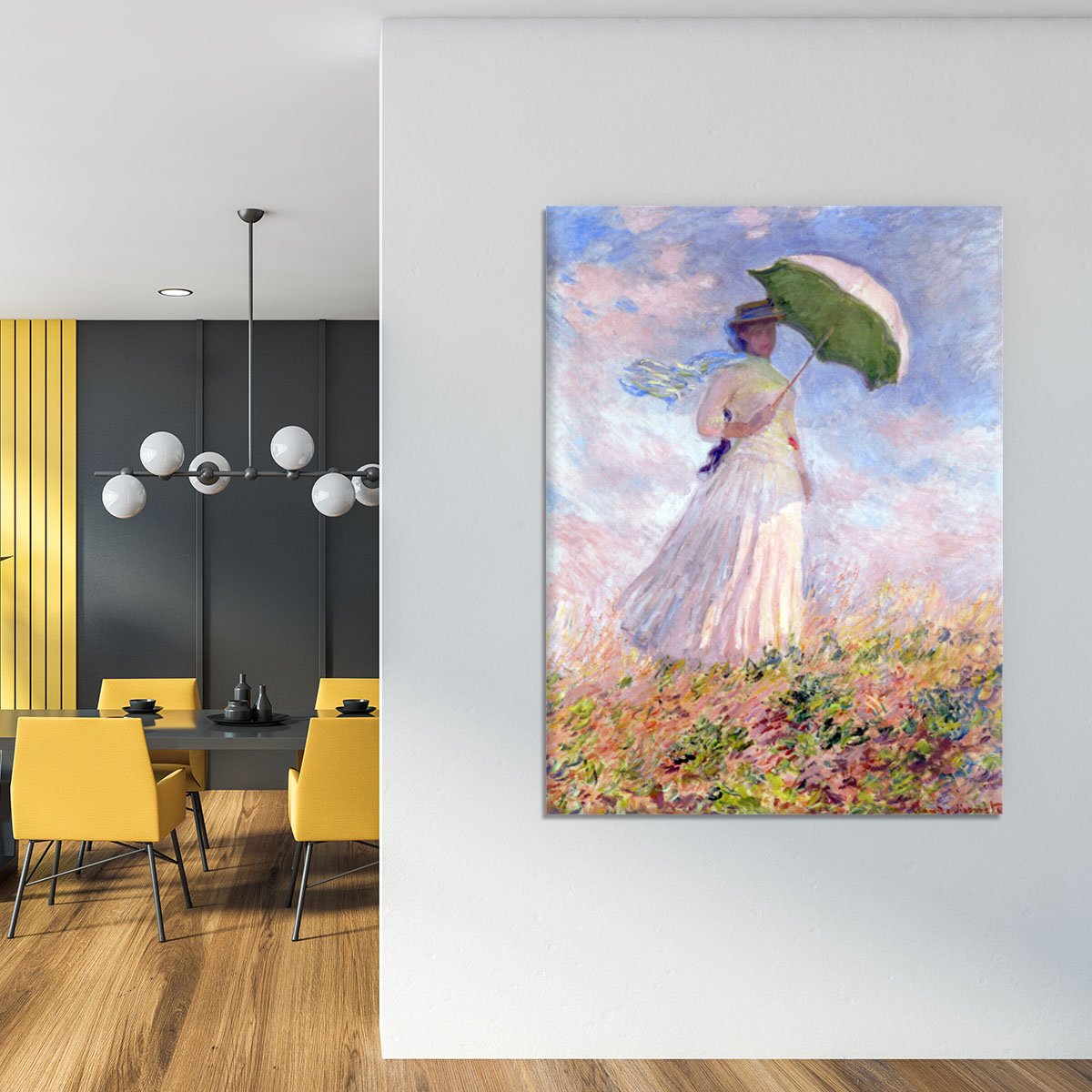 Nainen ja paivanvarjo by Monet Canvas Print or Poster
