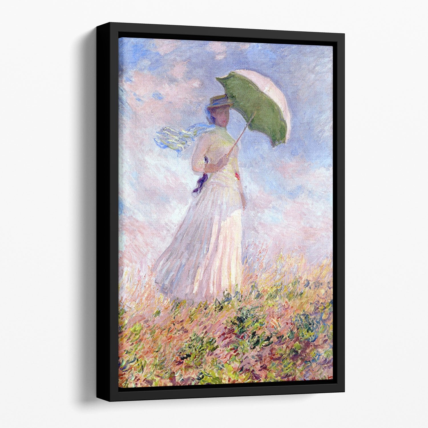 Nainen ja paivanvarjo by Monet Floating Framed Canvas
