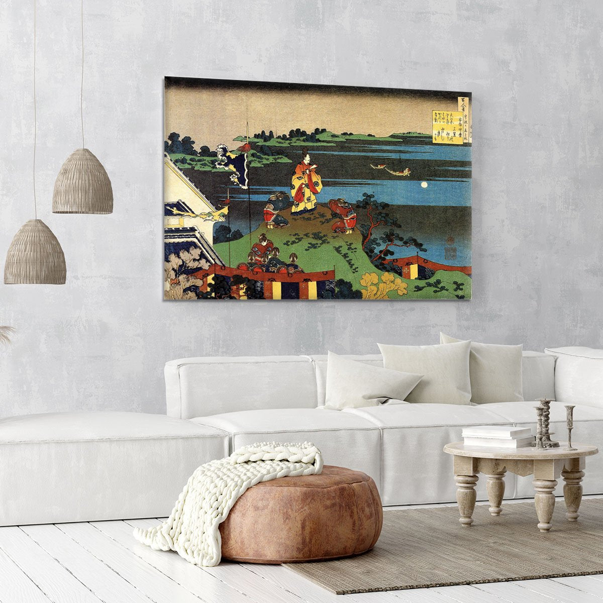 Nakamaro looking at the moon by Hokusai Canvas Print or Poster