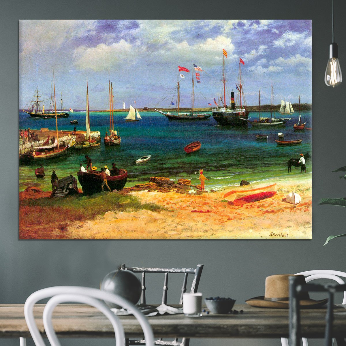 Nassau port by Bierstadt Canvas Print or Poster