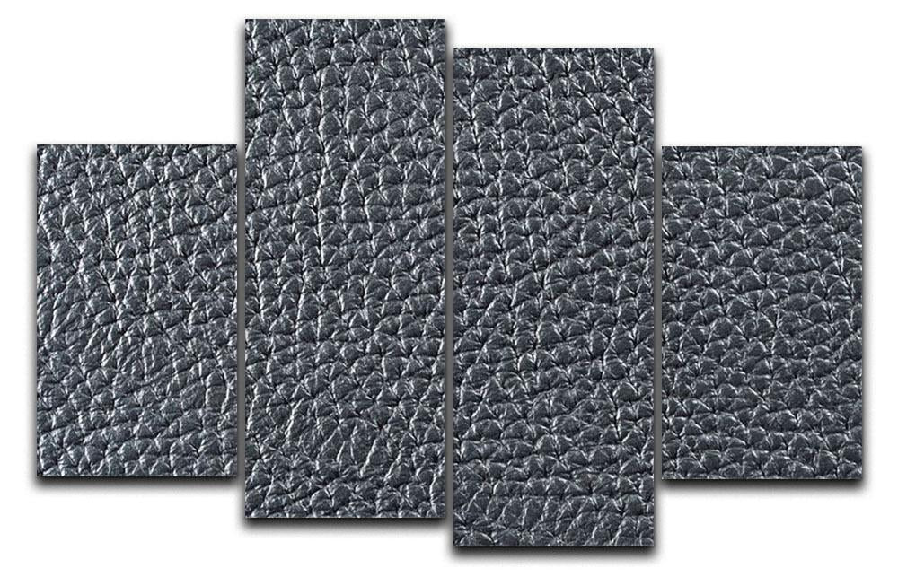 Natural qualitative black leather 4 Split Panel Canvas  - Canvas Art Rocks - 1