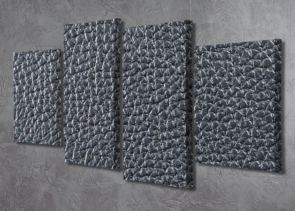 Natural qualitative black leather 4 Split Panel Canvas  - Canvas Art Rocks - 2