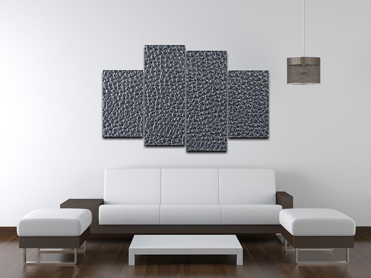 Natural qualitative black leather 4 Split Panel Canvas  - Canvas Art Rocks - 3