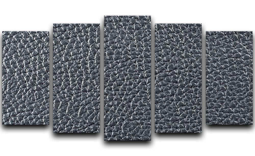 Natural qualitative black leather 5 Split Panel Canvas  - Canvas Art Rocks - 1