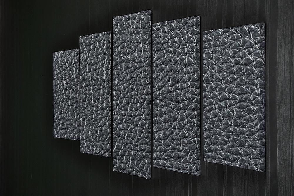 Natural qualitative black leather 5 Split Panel Canvas  - Canvas Art Rocks - 2