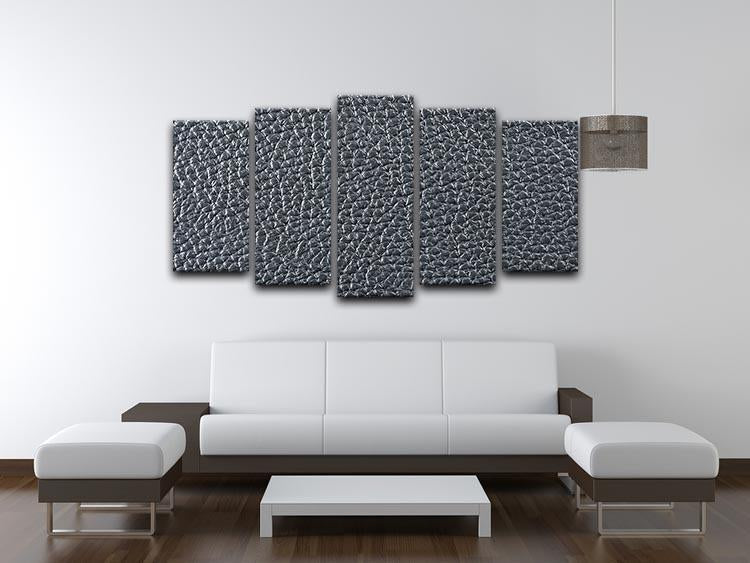 Natural qualitative black leather 5 Split Panel Canvas  - Canvas Art Rocks - 3