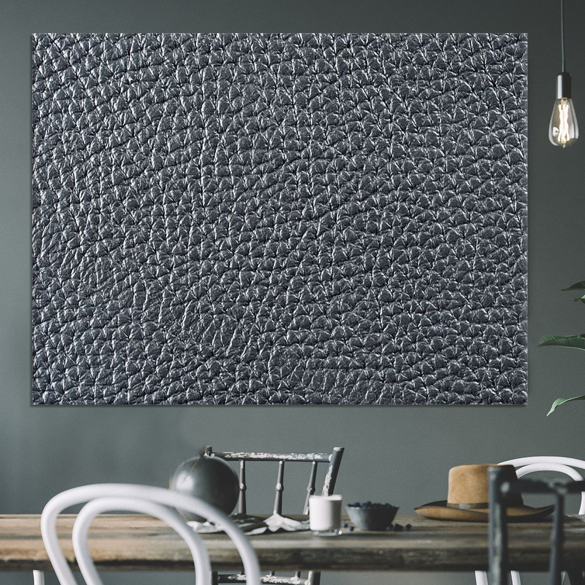 Natural qualitative black leather Canvas Print or Poster