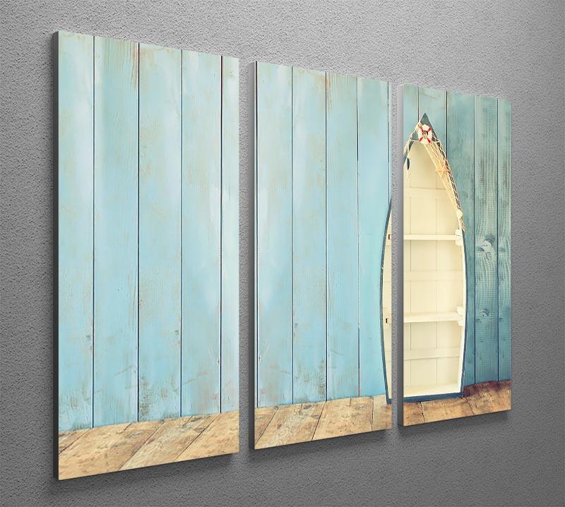 Nautical boat shape shelves 3 Split Panel Canvas Print - Canvas Art Rocks - 2