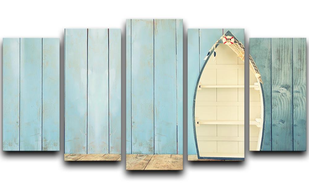Nautical boat shape shelves 5 Split Panel Canvas - Canvas Art Rocks - 1