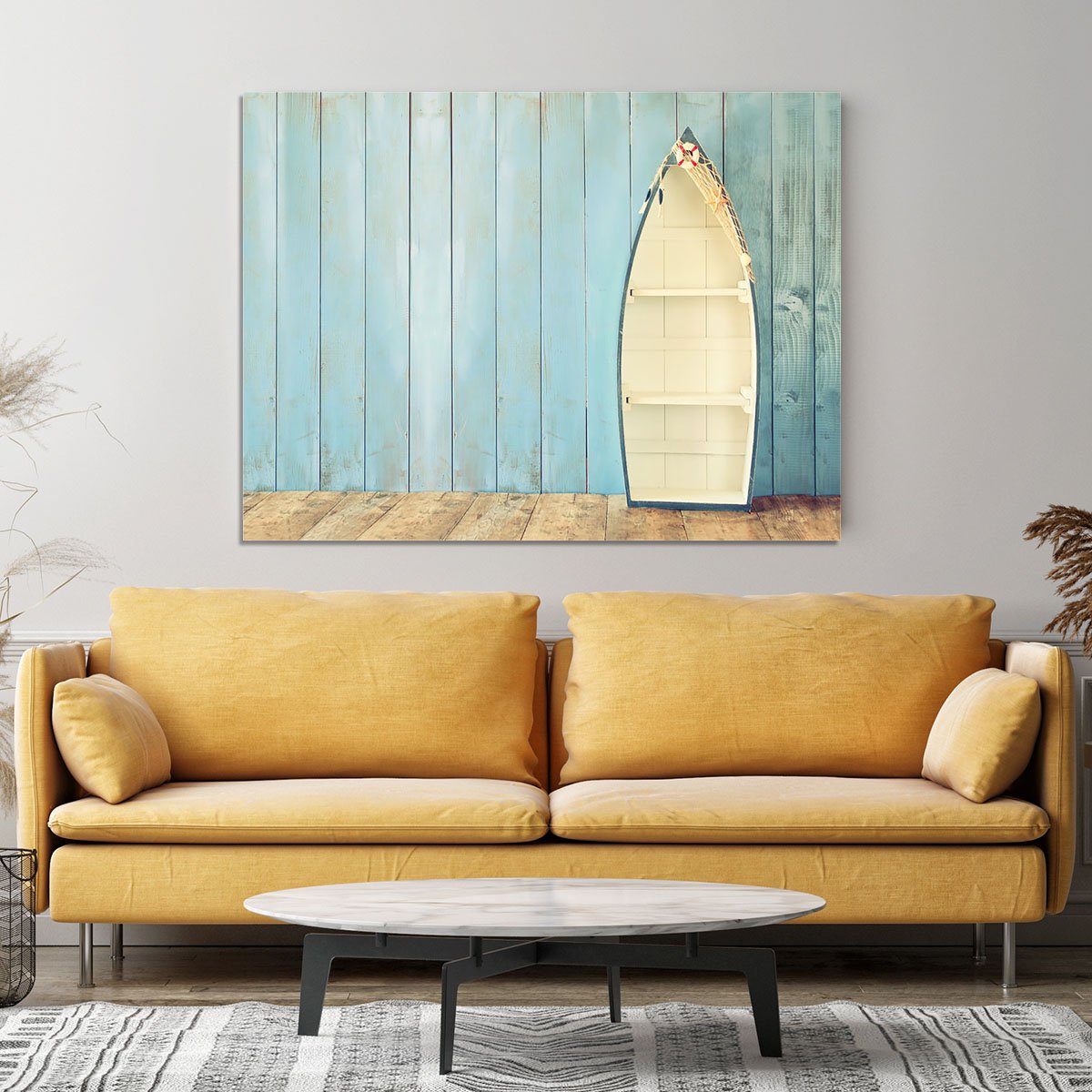 Nautical boat shape shelves Canvas Print or Poster