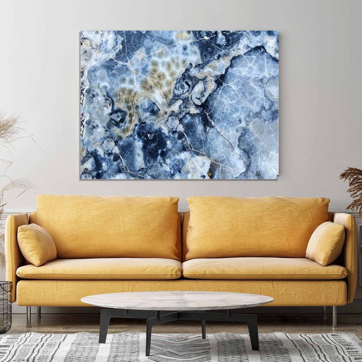 Navy Cracked and Speckled Marble Canvas Print or Poster