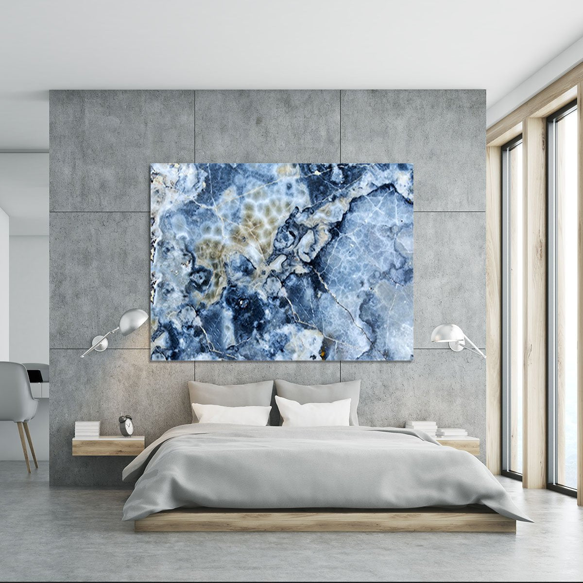 Navy Cracked and Speckled Marble Canvas Print or Poster