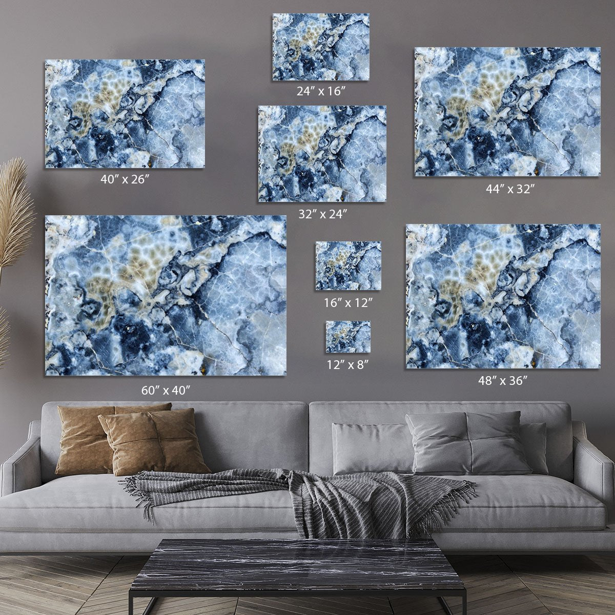 Navy Cracked and Speckled Marble Canvas Print or Poster