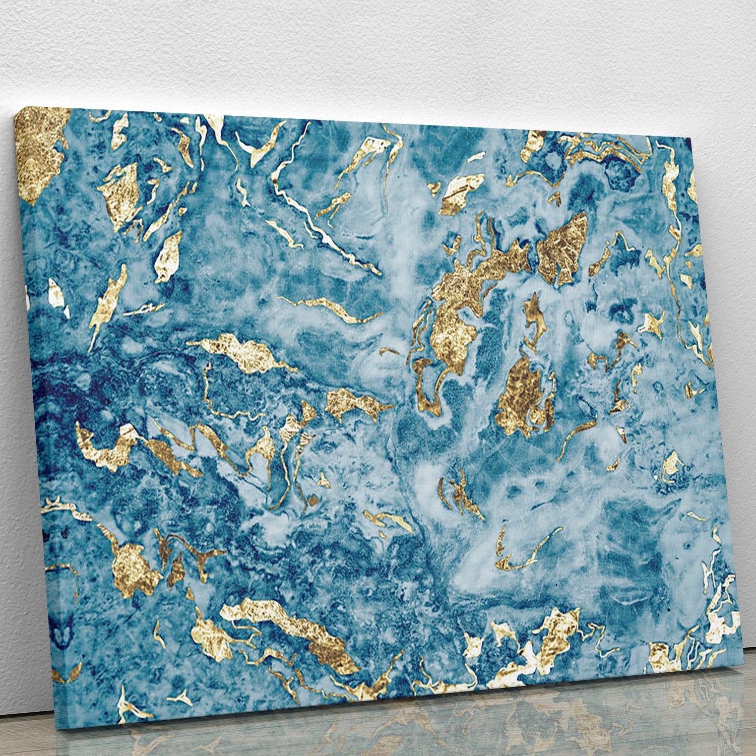 Navy and Gold Foil Marble Canvas Print or Poster